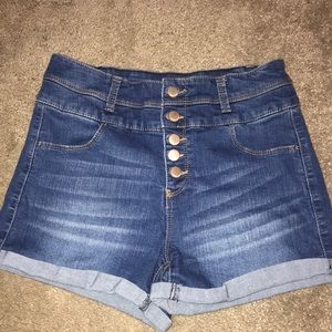 High waisted jean shorts